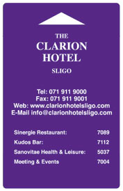 clarion sligo hotel card